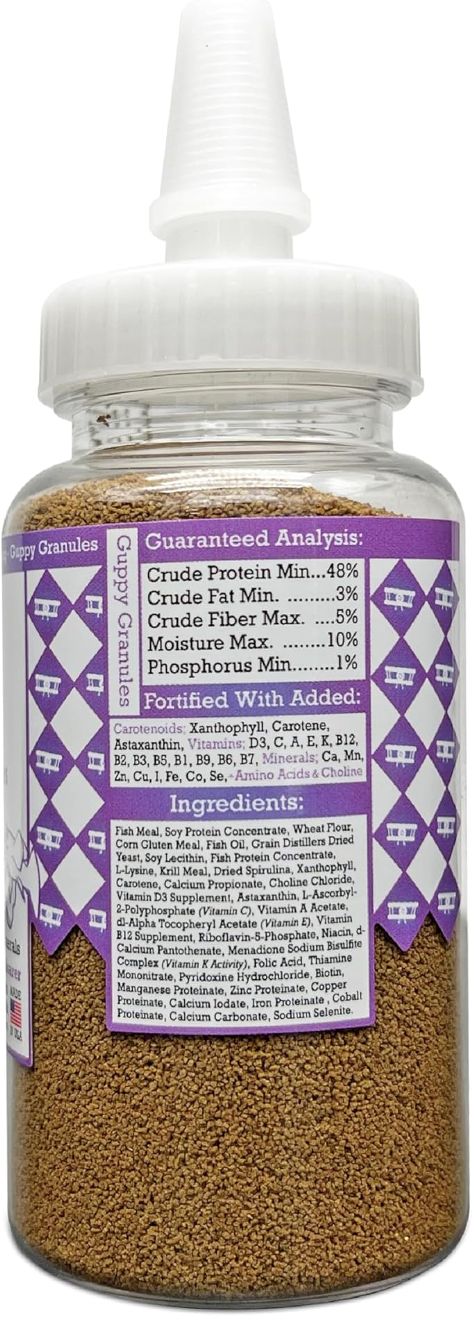 Guppy Granulettes Fish Food 3.17 oz, for Guppies and Livebearer Freshwater Aquarium Species