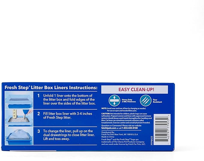 Fresh Step Drawstring Cat Litter Box Liners, Scented Heavy Duty Kitty Litter Bags for Large Oval or Rectangle Pans, Helps Contain Odor and Mess, Easy Lift Out Cleanup, 30 x 17 in, 7 Count