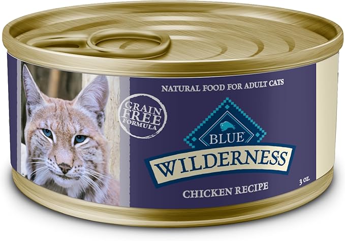 Blue Buffalo Wilderness High-Protein, Grain-Free Natural Wet Food for Adult Cats, Chicken Paté, 3-oz, 24-Pack