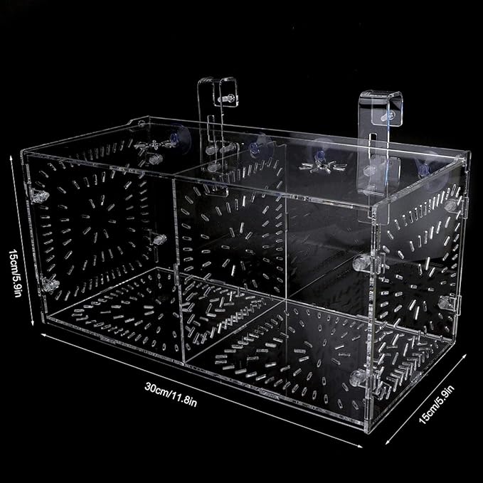 Fish Isolation Breeding Box Acrylic Incubator Floating Aquarium Hatchery Breeding and Parenting Box for Fish Aquarium(30CM*15CM*15CM)