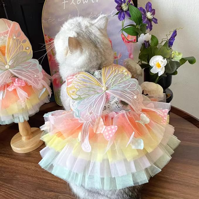 Cat/Small Dog Pretty Fairy Costume Clothing - Cute Dress Outfit for Spring Halloween Christmas Girl Party (3XL)
