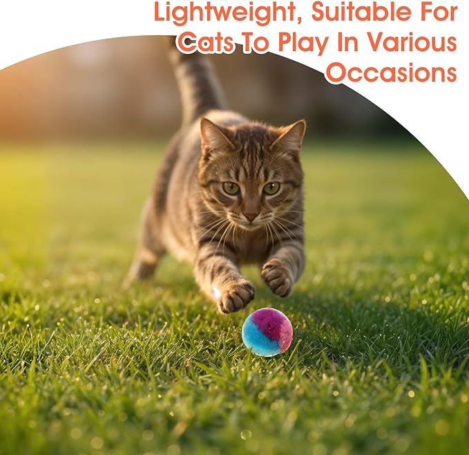 Xindojuz 20 PCS Cat Pom Pom Balls, Assorted Color Fur Toy Kitty Yarn Puffs, Small Plush Interactive Soft Fuzzy Kitty Toy Balls for Indoor Pet Cat Kitten Teething, Chasing & Self Play, 0.98 Inch