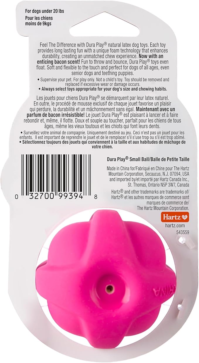 Hartz DuraPlay Bacon Scented Dog Toys, Small (Assorted Color)