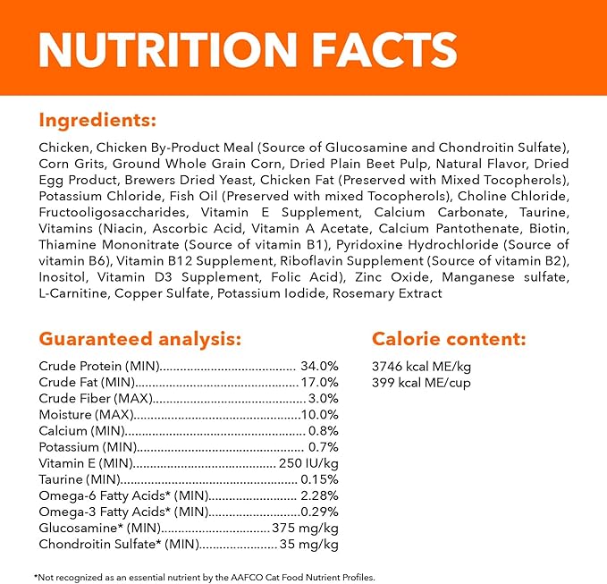 IAMS Proactive Health Senior Dry Cat Food, Cat Food Dry Chicken Recipe, Real Chicken in Every Bite, 7 lb. Bag
