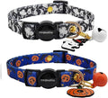 2 Pack Breakaway cat Collars with Bell,Safety Quick Release Pendant Cute Kitten Collar,Adjustable 20-30cm (Halloween4, 20-30cm)