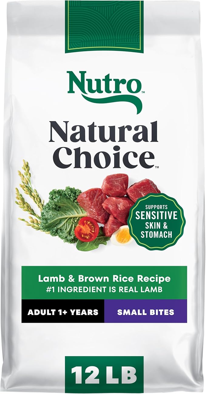 Nutro Natural Choice Small Bites Dry Dog Food, Adult Dog Food Dry Lamb and Brown Rice Recipe, 12 lbs.