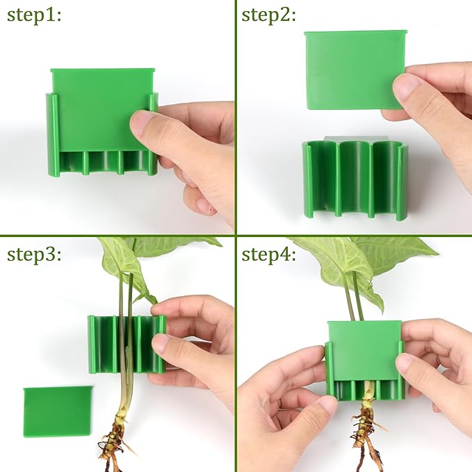 3 Holes Upgraded Aquatic Plant Cup Aquarium Plant Holder for Tank,Aquascape Accessories Decorations- Green 4 Pcs