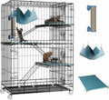 4-Tier Cat Cage Indoor: Large Cat Enclosure Pet Playpen Detachable Metal Wire Kennel Collapsible Crate with Scratching Post & Plush Pads & Hammock for Cats Kittens