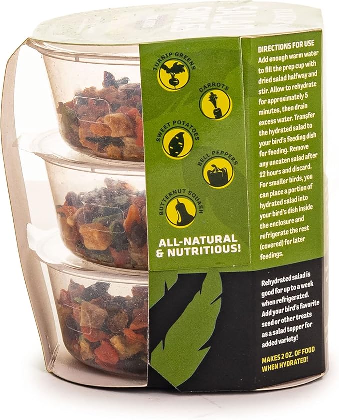 Fluker's Salad Singles All Natural Veggie Mix, Just Add Water, Great for Parakeets, Cockatiels, Conures, and Parrots, and Other Birds, 3-Pack