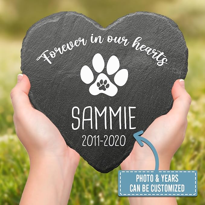 DOPTIKA Forever in Our Hearts Personalized Cat Memorial Stones, Cat Memorial Gifts for Loss of Cat, Pet Memorial Gifts, Pet Loss Gifts, Pet Memorial Stones, Cat Memorial Gifts, Cat Lover Gifts