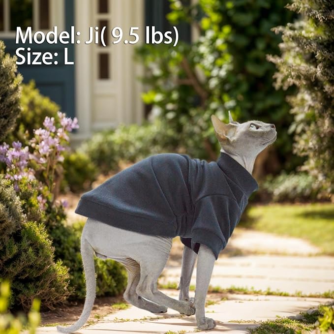 Sphynx Cat Sweater Hairless Cat Clothes Sweater Shirt Soft Warm Long Sleeves Pullover Pet Clothes Pajamas Dog Cloth for Small Dogs Jumpsuit Pet Sweaters (Dark Blue, X-Large)