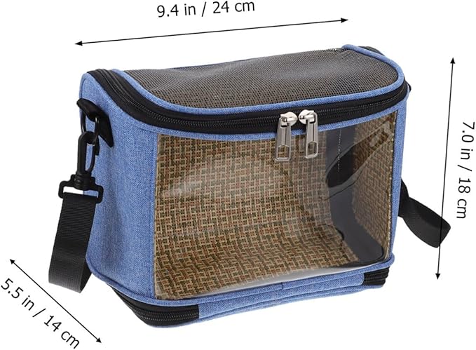 GLEAVI Parrot Carrier Bag with Breathable Mesh, Portable Crossbody Pet Shoulder Pouch for Travel and Outdoor Use, Blue Lightweight Bird Carrying Cage for Small Birds