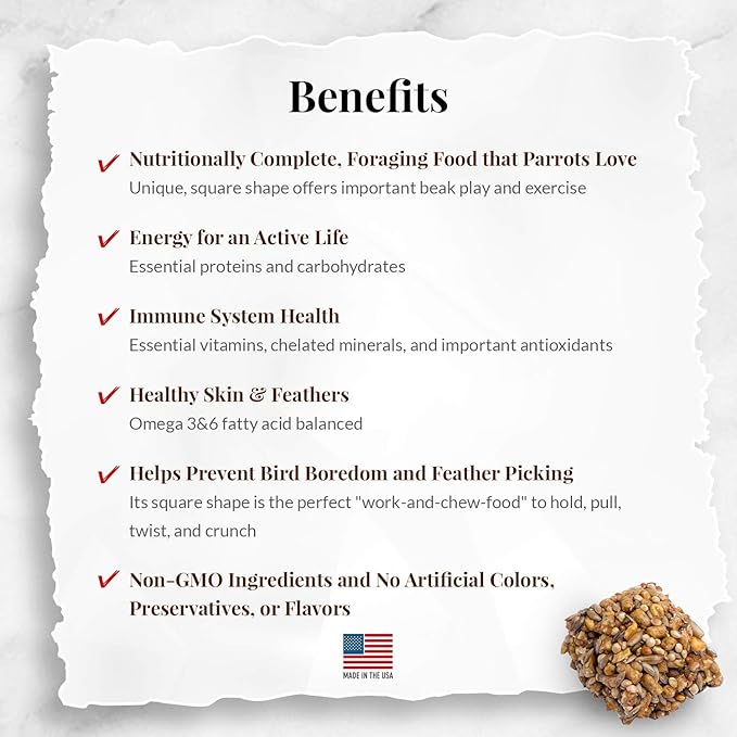 LAFEBER'S Classic Avi-Cakes Pet Bird Food, Made with Non-GMO and Human-Grade Ingredients, for Parrots, 20 lb…