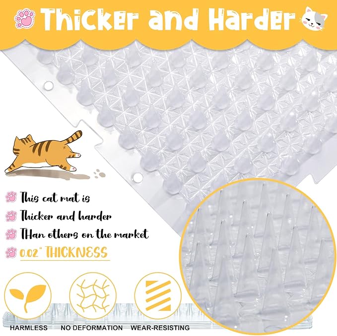 Nuanchu 12 Pieces Cat Deterrent Mat Cat Repellent Mat with Spikes Keep Dogs Off Counter Anti Pet for Outdoor Indoor Plants Garden Sofa Window(16.5 x 3.3 Inch,Clear)