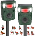 Solar Ultrasonic Animal Repellent, Multi-Modes Deer Repellent Devices,Cat Deterrent Outdoor, Squirrel Raccoon Dog Deterrent with Motion Sensor & Ultrasonic Waves for Garden Yard 2PC Green