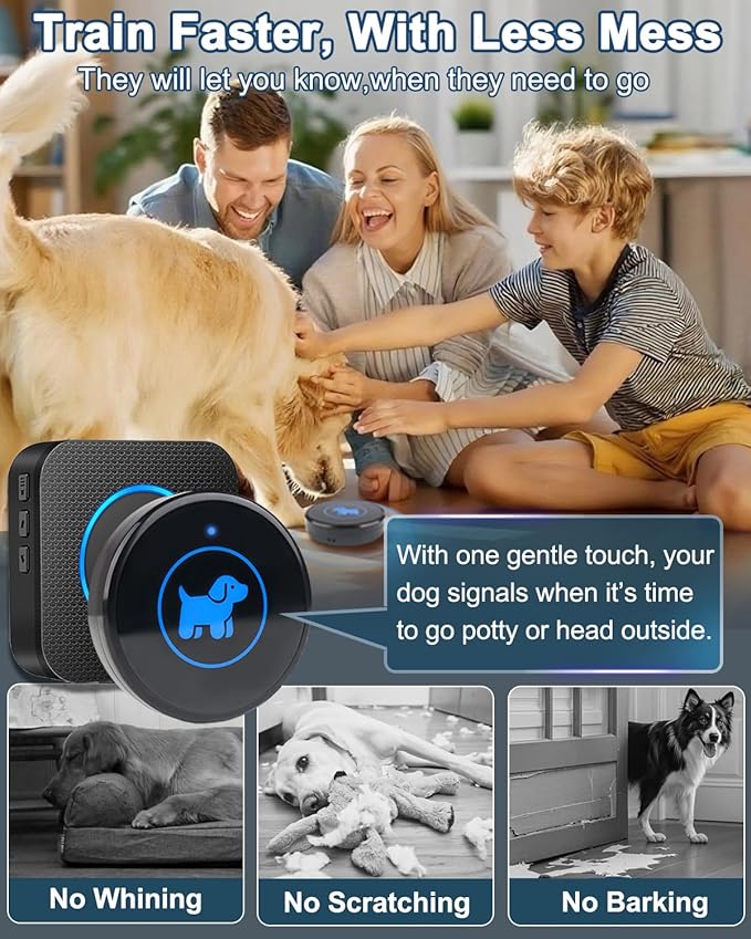 Dog Door Bell(2026 Enhanced Touch), Wireless Dog Doorbells for Potty Training – Dog Bells to Go Outside, 1000Feet Range, Waterproof Button, 55 Melodies & 5 Notification Modes (2 Receivers+2Buttons)