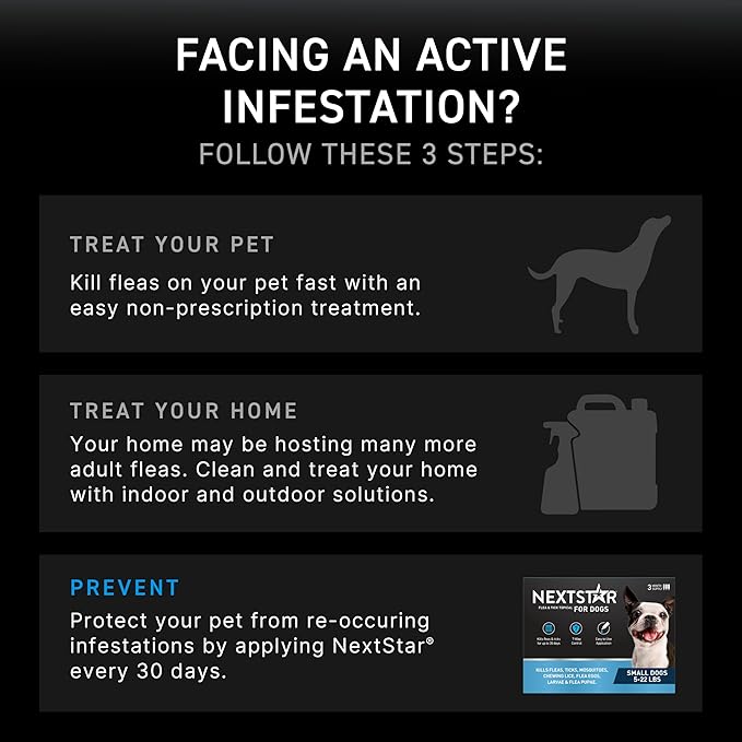 NEXTSTAR Flea and Tick Prevention for Dogs, Repellent & Control, Fast Acting Waterproof Topical Drops, Flea and Tick Prevention for Small Dogs, 6 Monthly Doses