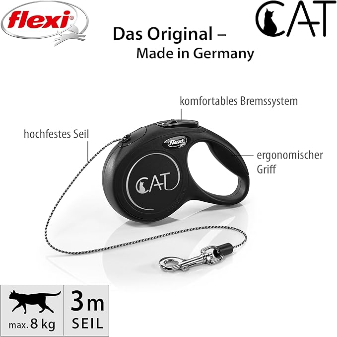 Flexi Automatic Leash New Classic Cat XS 3 M Black