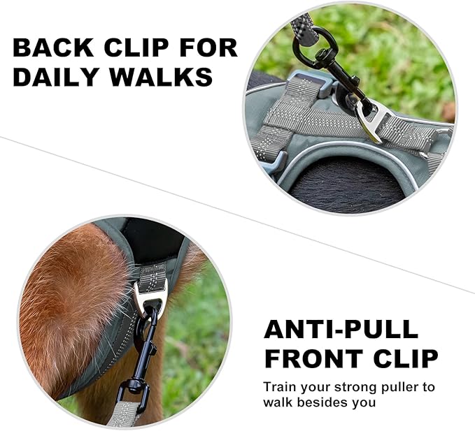 Plutus Pet No Pull Dog Harness, Release at Neck, Soft Padded, Reflective Adjustable Dog Vest Harness for Small, Medium, Large Dogs(Gray, XL)