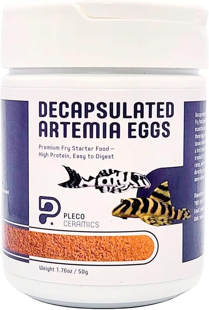 Plecoceramics Decapsulated Artemia Eggs Fry Fish Food for Aquarium Fish – Protein-Rich First Feed for Fry & Breeding, Easy to Digest Brine Shrimp Eggs (1.76 oz / 50 g)