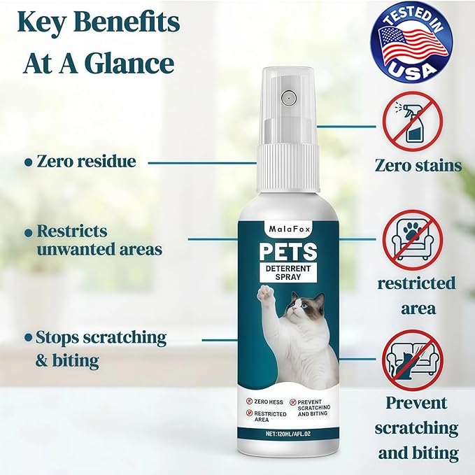 O Cat Deterrent Spray for Indoor & Outdoor Use – Natural No-Alcohol Cat Repellent to Prevent Scratching on Furniture, Sofas, Rugs, Curtains & Plants – Safe Training Spray for Cats & Kittens.