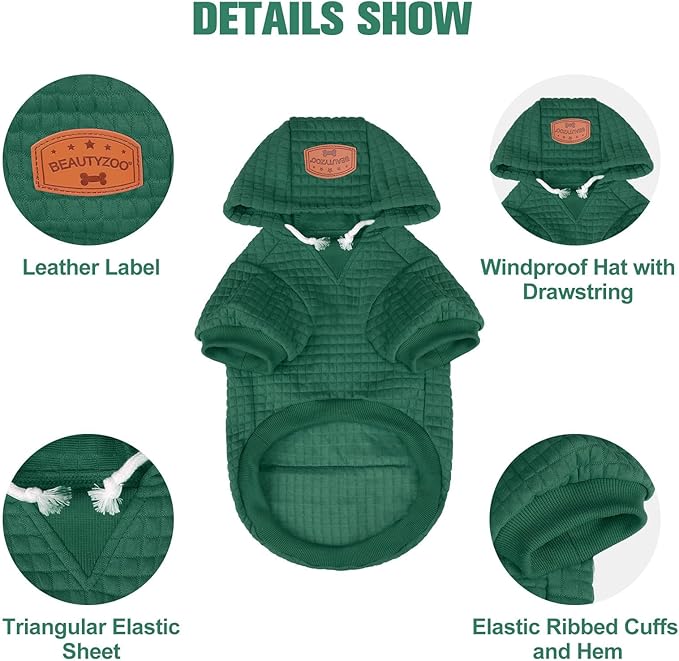 BEAUTYZOO Dog Hoodie for Small Medium Large Dogs, Winter Fall Warm Dog Clothes for Puppy S M Sized Dogs Girl Boy, Dog Sweater Shirt Hoodies with Pocket Bulldog Pitbull Cat Clothing Coat