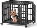 VERIFURTY 24 Inch Heavy Duty Dog Crate for Small Dogs with Self-Locking Latch, Escape-Proof Steel Kennel Indoor, Double Door Metal Pet Cage with Wheels and Removable Floor