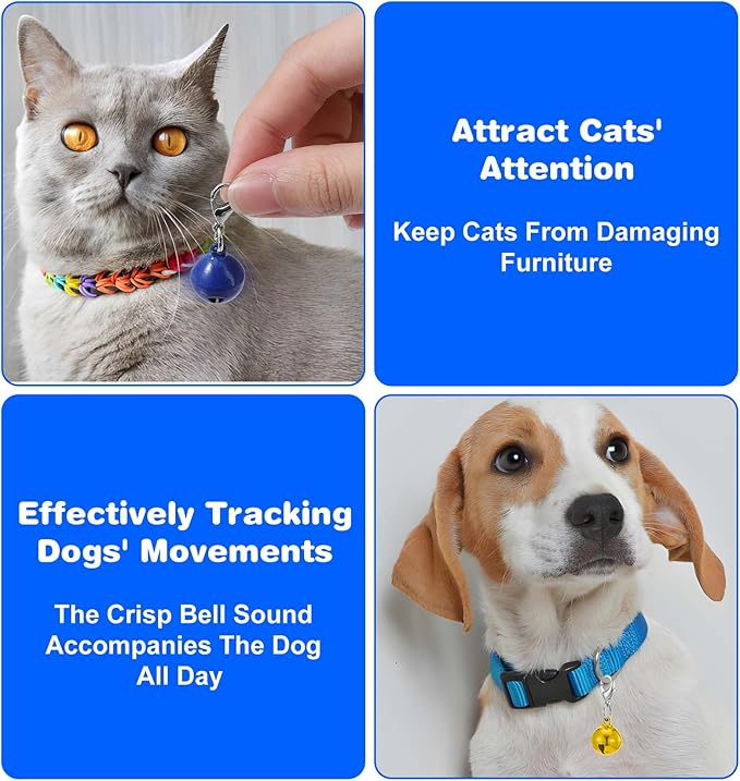 14 Pack Cat Collar Bell, Small Bells for Cat Collars with Keychain, Loud & Lightweight for Puppy, Kitten & Small Pets