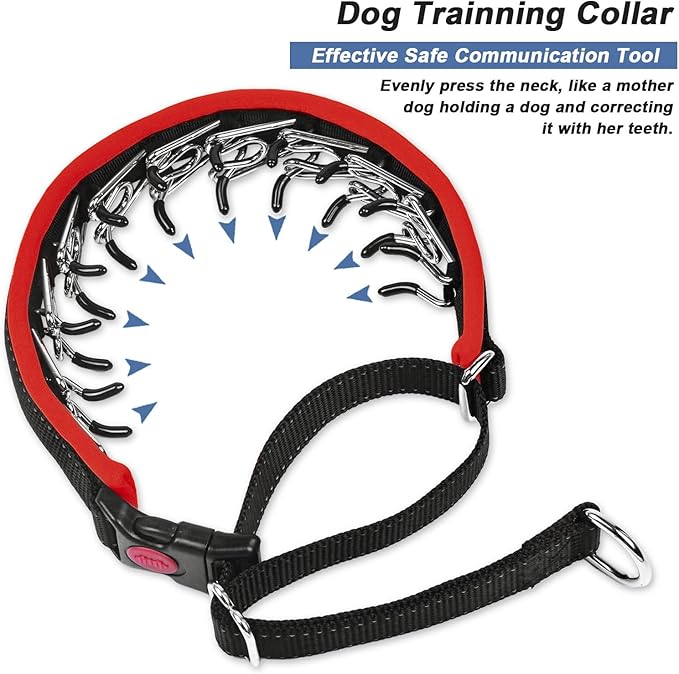 Martingale Collar for Dogs, Hidden No Pull Dog Collar with Buckle, Reflective Nylon Choke Collar Adjustable Limited Slip Collar for Large Medium Small Dogs Anti Pull Training Walking L Red