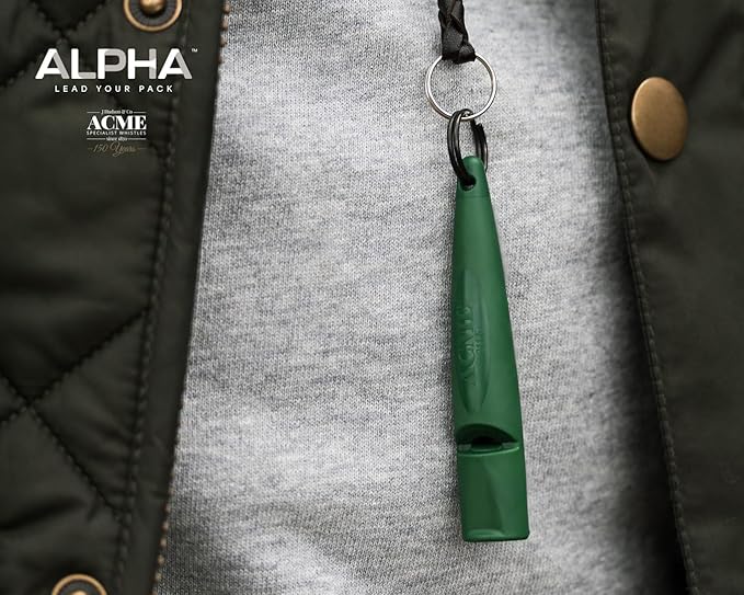 ACME Alpha 211.5 Professional Dog Training Whistle with Enhanced Ergonomic Grip. BPA-Free Plastic. 110 dBA. Long Range. Standardized Frequency. Weatherproof. Made in The UK (Forest Green)