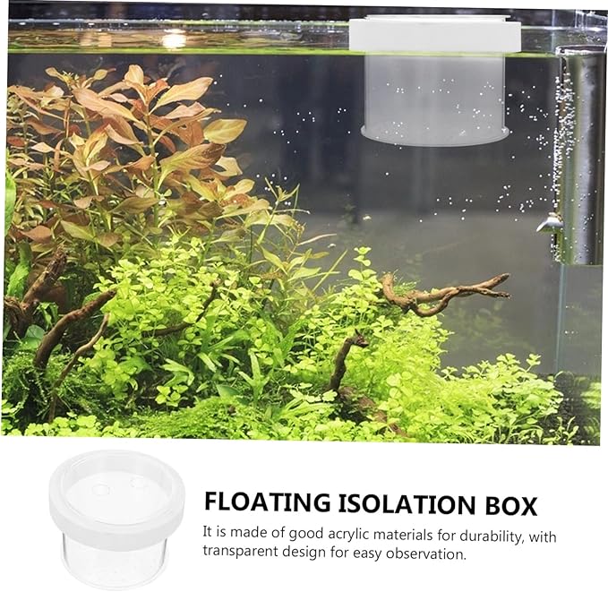 NOLITOY 2pcs Fish Tank Floating Breeding Box Acrylic Isolation Container Openable Lid Water Permeable Design for Small Fish and Shrimp for Aquatic Hatchery