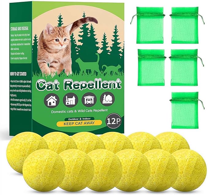 10/12 Pack Dog Deterrent, Cat Repellent Spray, Safe and Effective Formula, for Indoor Outdoor Use, Protects Gardens Furniture from Scratching Digging, Pet and Plant Friendly. (Yellow 12pcs)