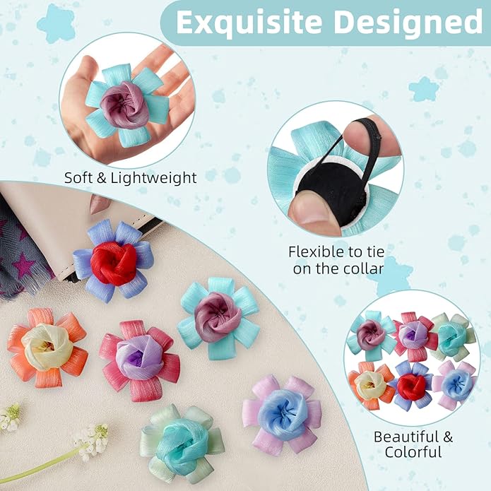 6Pcs Dog Collar Accessories, Floral Charms Decorations for Cats and Dogs