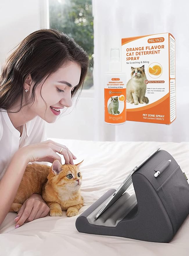 Cat Deterrent Spray - Safe for Indoor & Outdoor, Cat Scratch Deterrent for Furniture Protection, Sofas, Rugs, Curtain - Cats Behavior Training Prevent Urine Marking, with Natural Ingredients 2*100ml