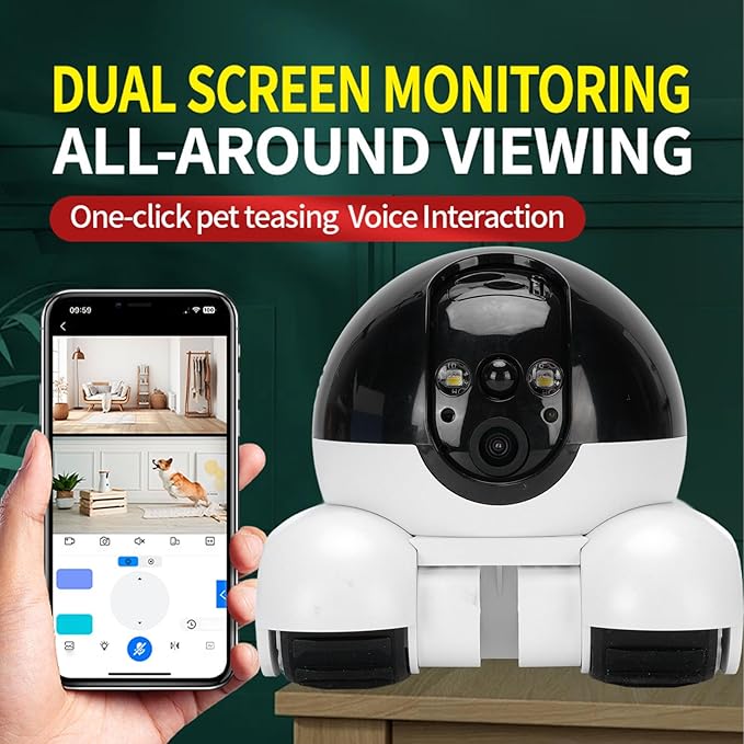 Zunate 4G Movable Pet Camera with Dual Lens, 1080P Indoor Home Security Cam, 2 Way Audio, 5200mAh Rechargeable Battery, Remote APP Control for Dogs Cats Monitoring (32G 300W)