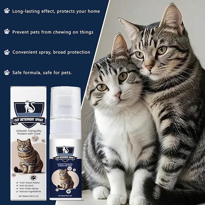 Natural Cat Deterrent Spray for Indoor and Outdoor Use, Anti-Scratch Furniture Protection, Training Aid with Natural Ingredients, 3.38FL OZ
