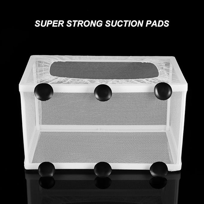 POPETPOP Small Fish Tank Fish Tank Net - Big Size Fish Hatchery Box Separation Net - Fry Hatchery Incubator Mesh with Suction Cup for Aquarium Hermit Crab Cage