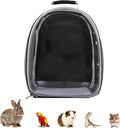 Transparent Parrot Backpack,12 Holes Ventilate Space Capsule Carrier,Stick Wooden Standing Perch,Portable Double Shoulder Outdoor Pet Backpack Carrier for Birds and Pets (Black,Without Stick)