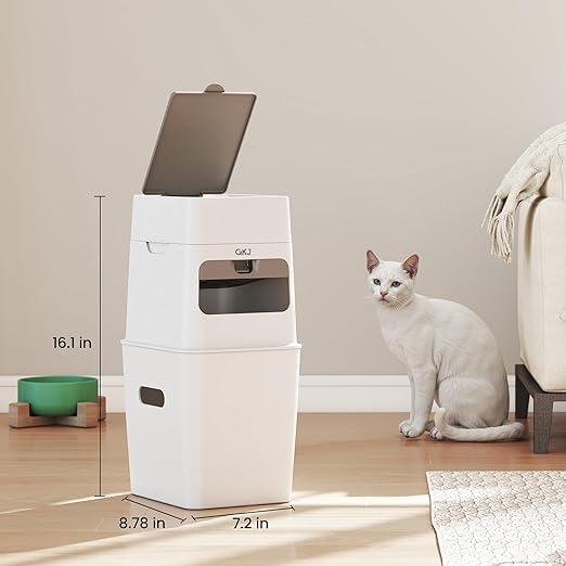 GKJ Cat Litter Trash Can with 3 Rolls Cat Litter Bags