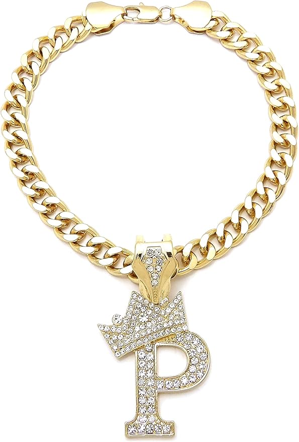 Initial Letter Cuban Chain Dog Chain Pet Chain Pet, Cat, Puppy Necklace (P, 28")