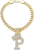 Initial Letter Cuban Chain Dog Chain Pet Chain Pet, Cat, Puppy Necklace (P, 28")