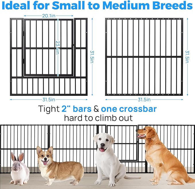Dog Playpen - 32" Height Dog Pen, Heavy Duty Puppy Pen with Door, Safe & Sturdy, Easy Assemble for Indoor/Outdoor Pet Playpen (10 Panels with Door, Black)