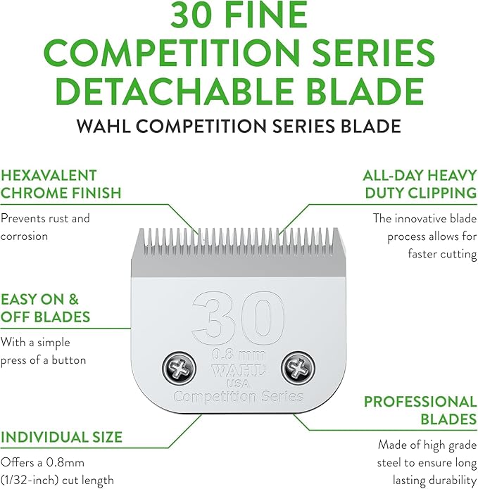 Wahl Professional Animal 30 Fine Competition Series Detachable Blade with 1/32-Inch Cut Length (2355-100)