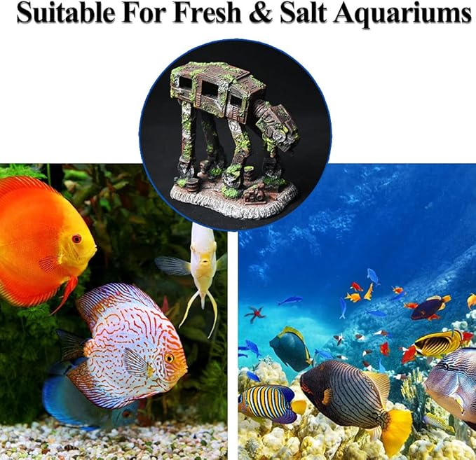 fazhongfa Fish Tank Decorations Star Wars Aquarium Accessories Small to Large Fish Tank Resin Decor for Betta Goldfish Hideouts Cave Hide Ornament Backgrounds (at-Large)