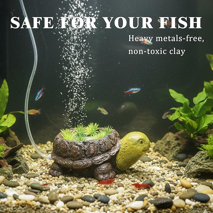 LIYAOLI Aquarium Air Stone Bubbler - Resin Turtle Tank Decor, Fish Tank Bubbler Decorations with Oxygenation Function, Perfect Turtle Tank Accessories for Aquarium Landscape, with Air Tubing