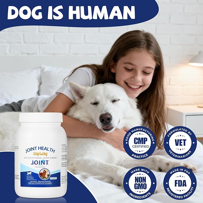 Hip and Joint Care Supplement with Glucosamine, Chondroitin, MSM for All Breeds and Ages Dogs - Chicken Flavor - 100 Chews