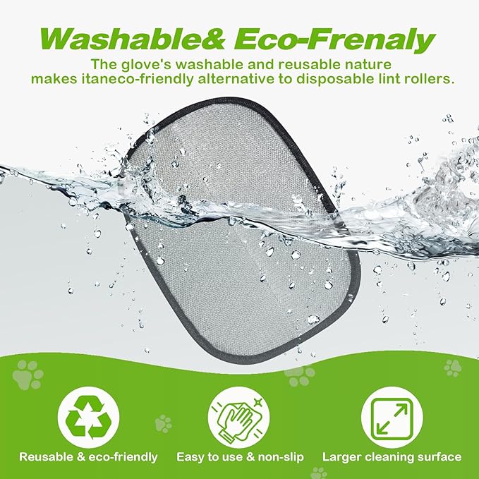 1 Pcs Pet Hair Removal Gloves, Reusable Electrostatic Pet Cat Dog Hair Remover Grooming Gloves Brush Tool, Ease of Removal, Easy to use, Suitable for Removing Hair From Different Surfaces, Green