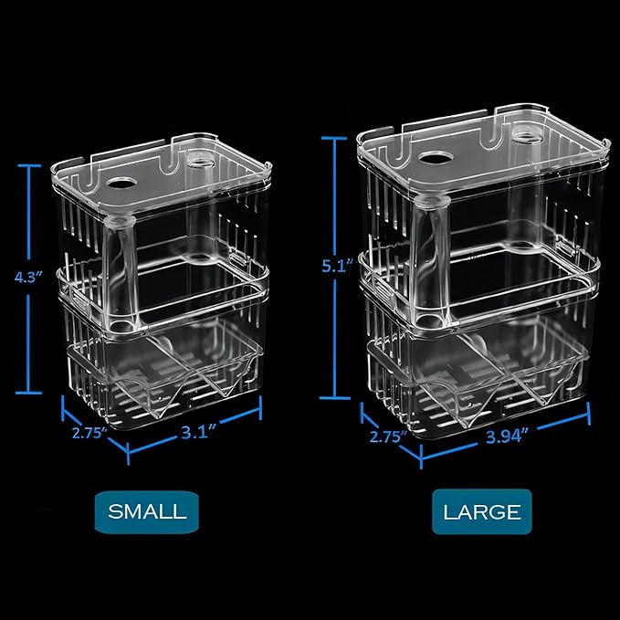 Petzilla in-Tank Aquarium Breeder Box for Fish Tank, Breeding Incubator for Small Fish Hatchery, Acrylic Divider for Shrimp Clownfish Aggressive Injured Fish (Small)