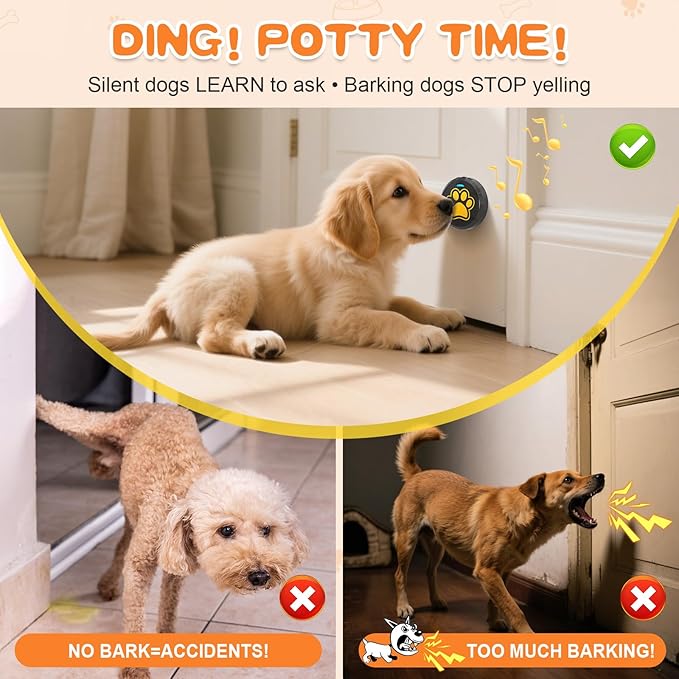 ChunHee Dog Bells to Go Outside - Bell for Dogs to Ring to Go Potty | Chew-Proof Dog Door Bell | 0-115dB Adjustable Volume & 28 Ringtones | Bells for Dog Training to Go Outside Without Barking