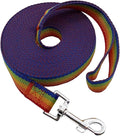 Nylon Training Dog Leash for Small Medium Large Dogs, 15ft 20ft 30ft 50ft Long Leash Dog/Puppy Lead for Obedience Recall Training, Camping (1" x 30ft, Rainbow)